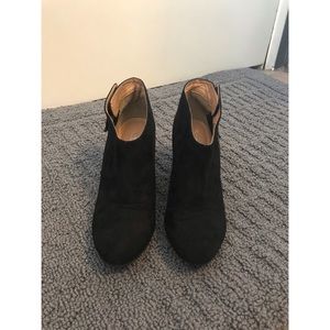 Black Suede Zipper Detail Ankle Booties